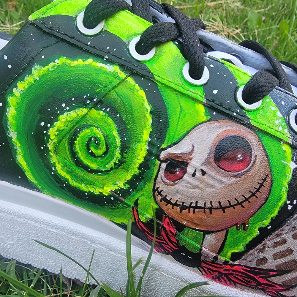 Mens Custom painted Adidas. Size 10.5 Jack Skellington Halloween skeleton.